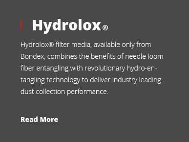 Bondex hydrolox filter media hydro-entangled dust collection